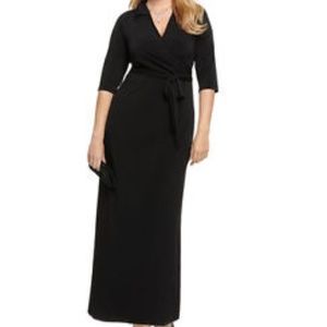 New! NY Collection Faux Wrap Maxi Dress Black - 3X